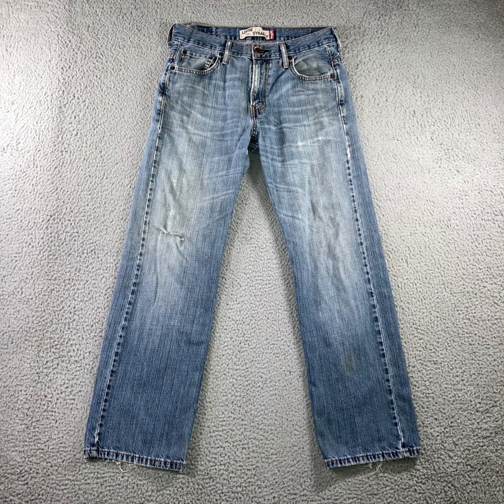 Levis 569 Loose Straight Leg Jeans 30x32 Blue Dad Skater Distressed Fit 30x31